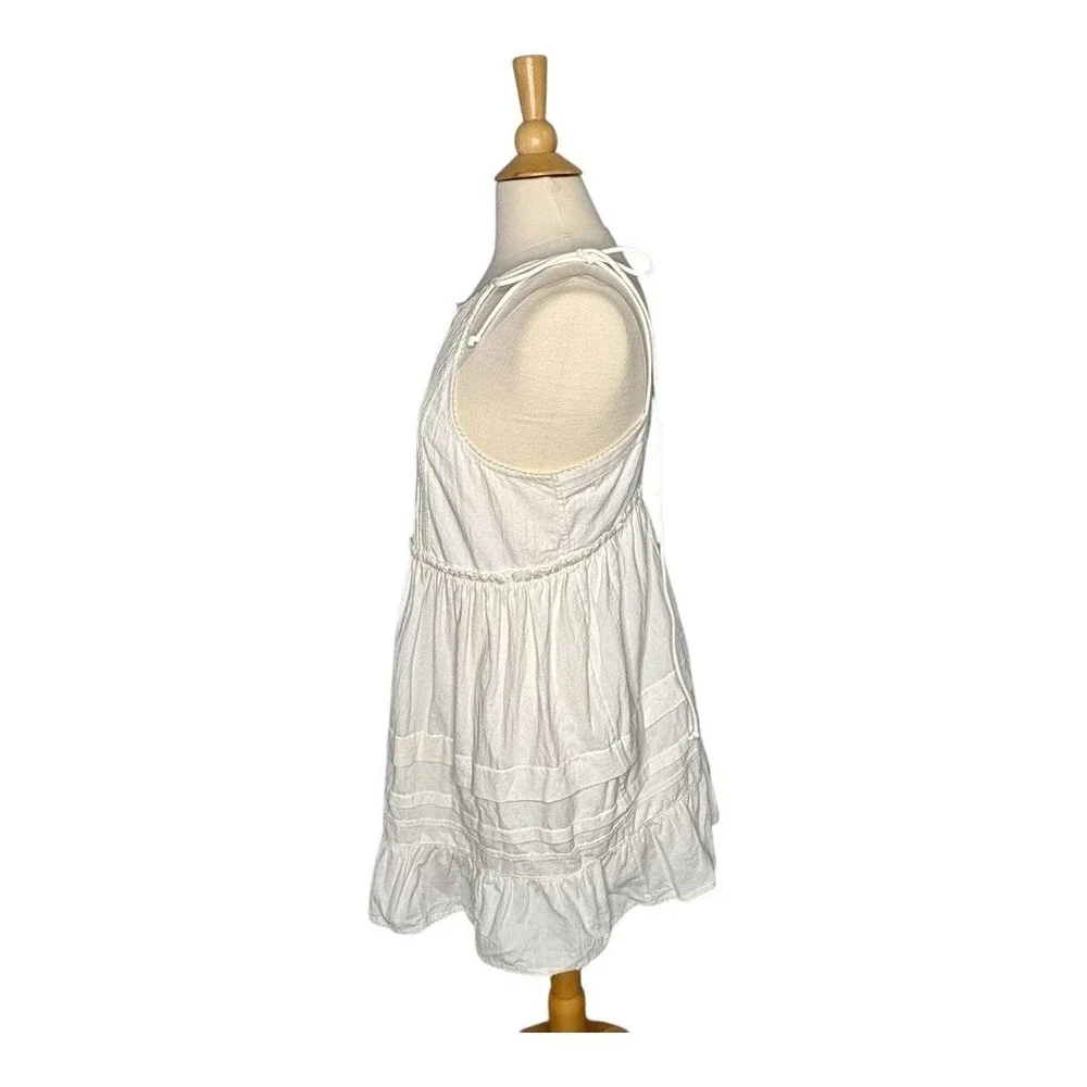 Free People Adella Mini‎ Dress Womens Small Ivory White Boho Open Back Button
